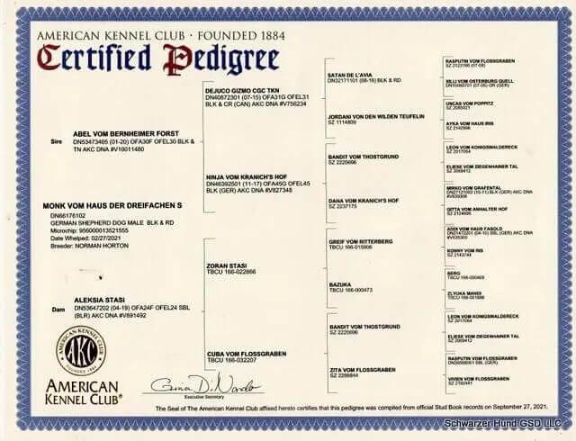 Monk Vom Haus Der Dreifachen S Pedigree